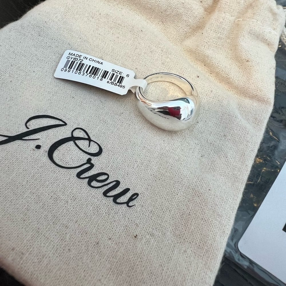 NEW J. Crew Sculptured Orb Silver Mirror Ring Size 6 - Picture 12 of 16